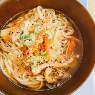 ごま油で野菜シャッキリかけうどん